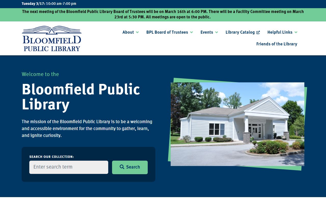Bloomfield Public Library genealogy and local history collections