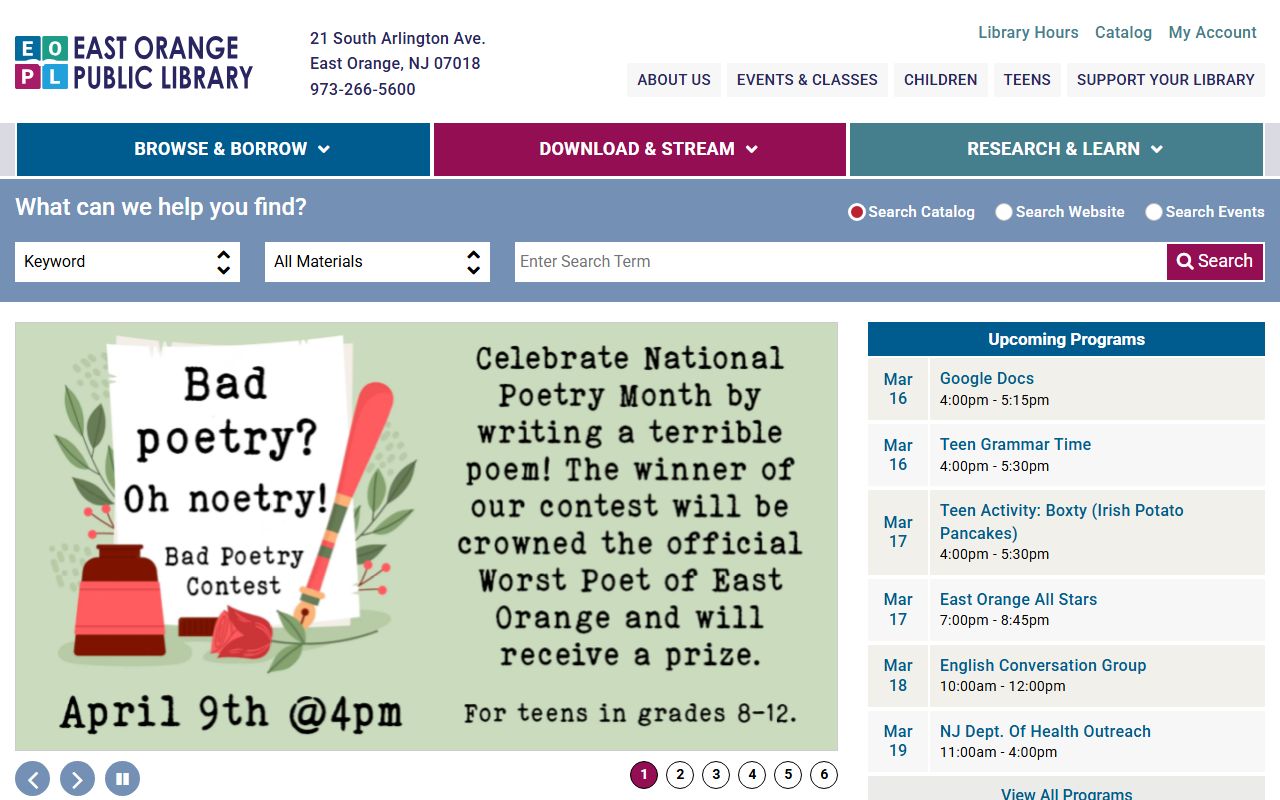 East Orange Public Library genealogy research resources