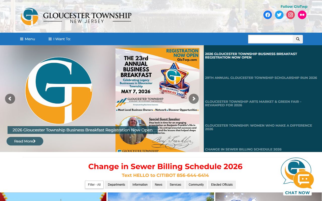 Gloucester Township government website for genealogy and records access