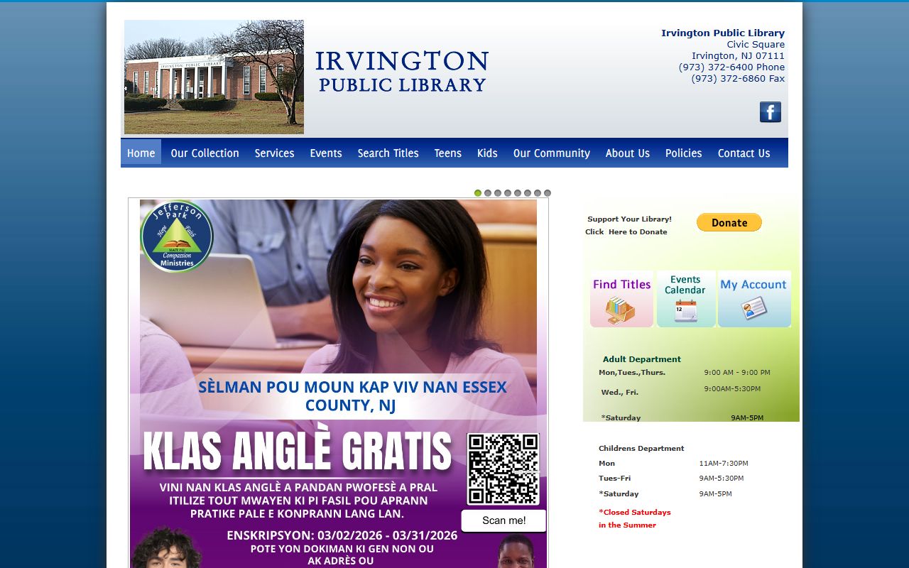 Irvington Public Library genealogy records and research resources