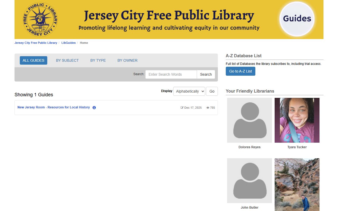 Jersey City Free Public Library genealogy research room