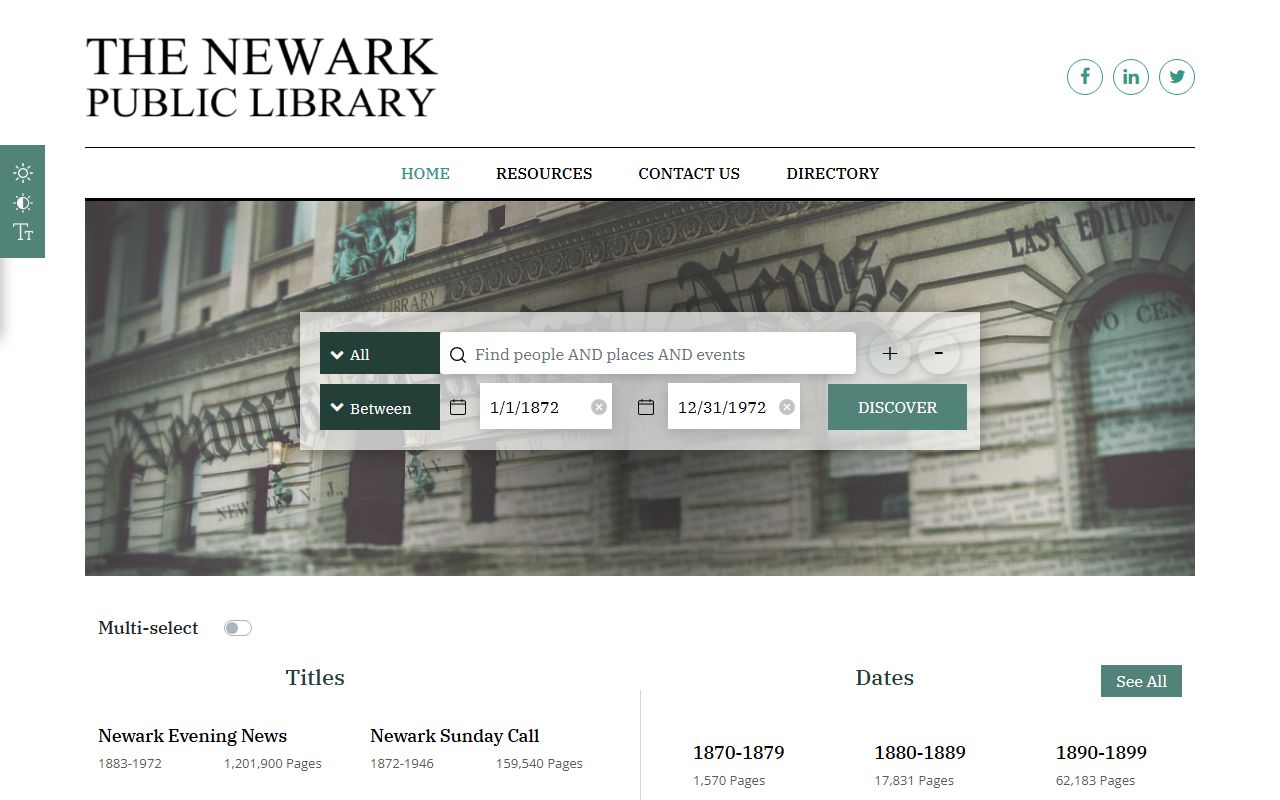 Newark Historical Archives online genealogy records portal