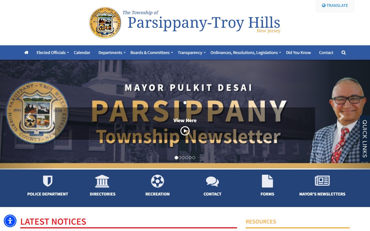 Parsippany-Troy Hills Township government website for genealogy