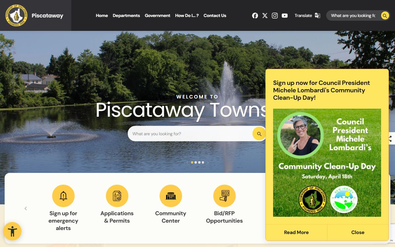 Piscataway Township government website for genealogy record access