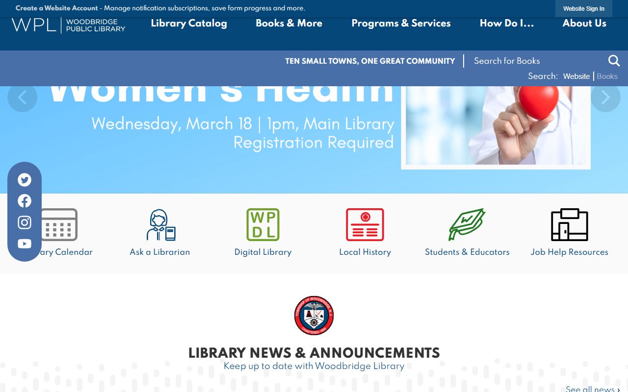 Woodbridge Public Library genealogy resources