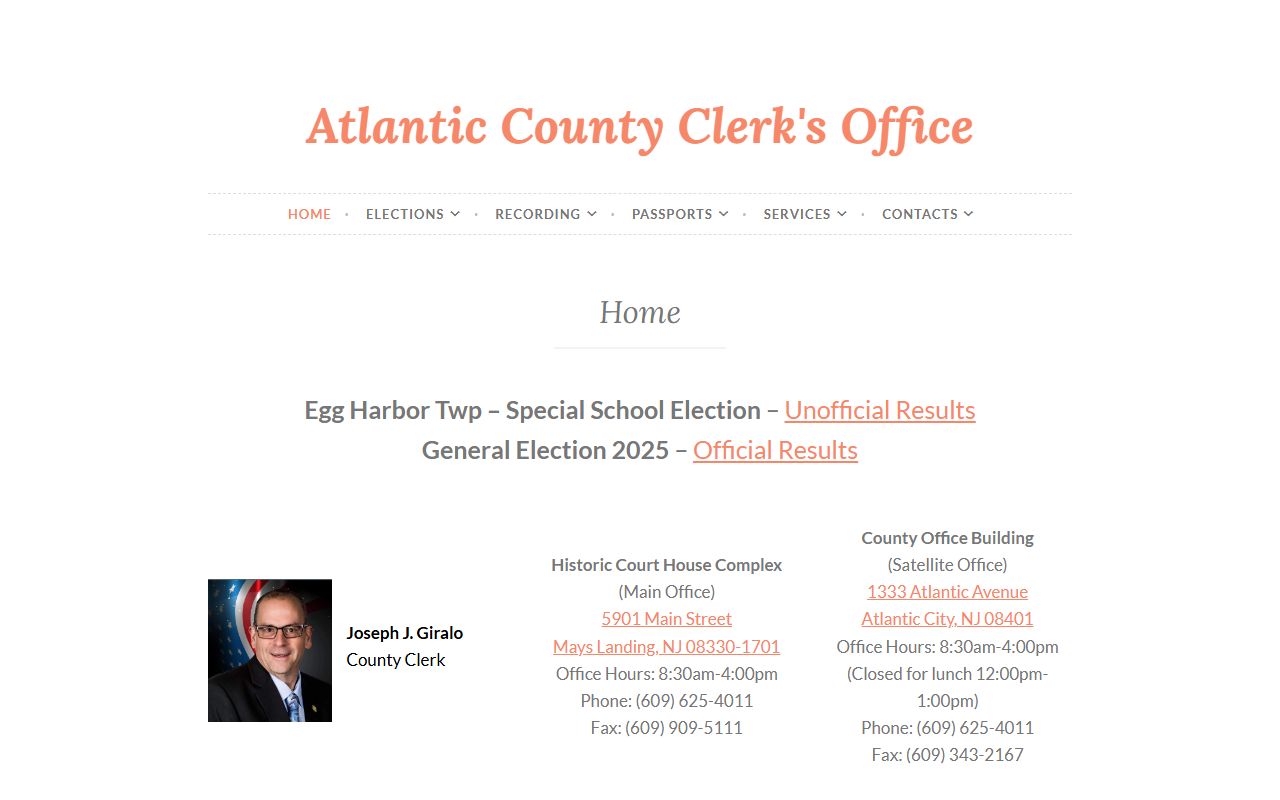 Atlantic County Clerk Office for genealogy records in Mays Landing