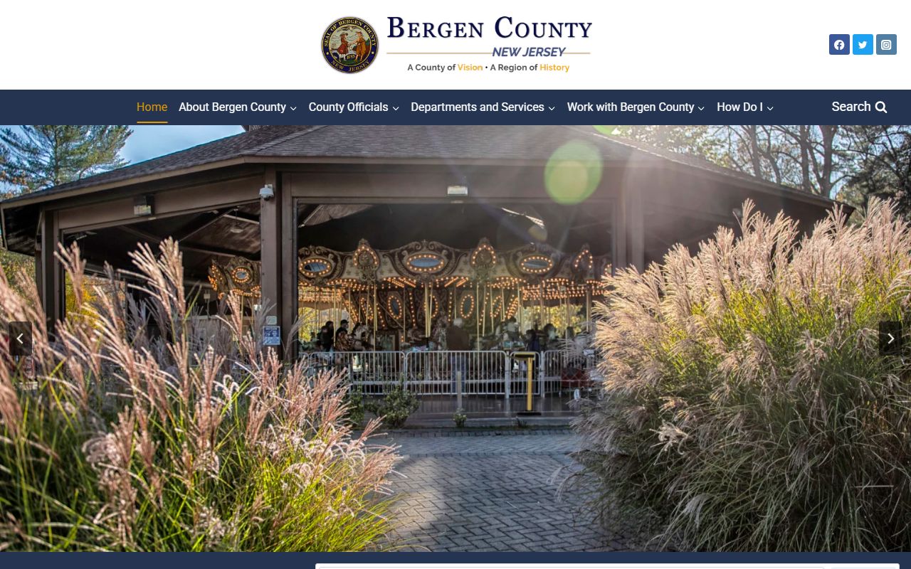 Bergen County official website for genealogy record searches