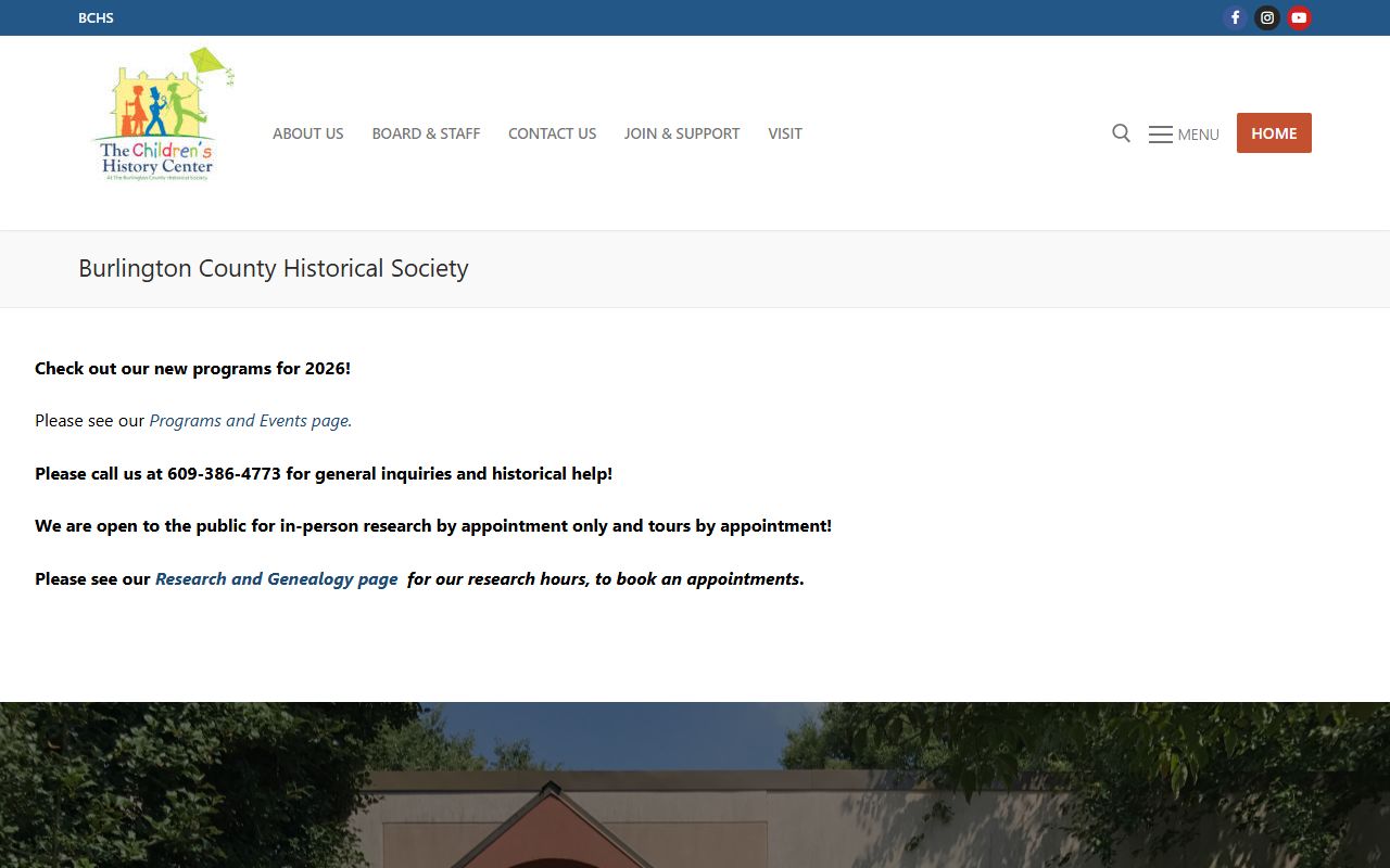 Burlington County Historical Society genealogy and family history collections