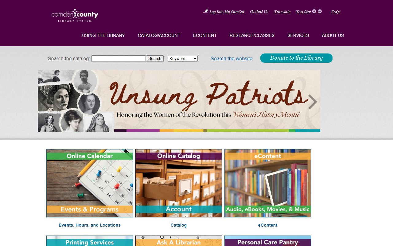 Camden County Library System genealogy databases and resources