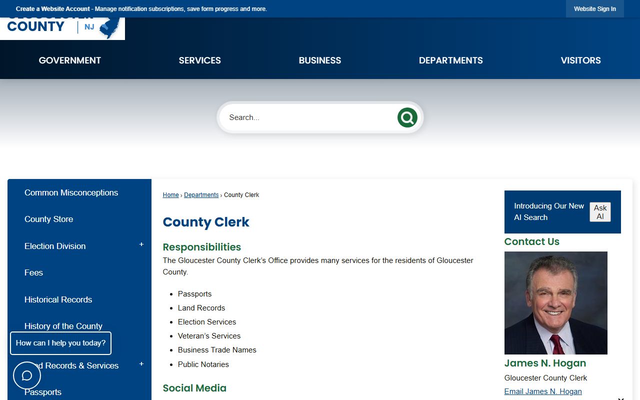 Gloucester County Clerk office genealogy records