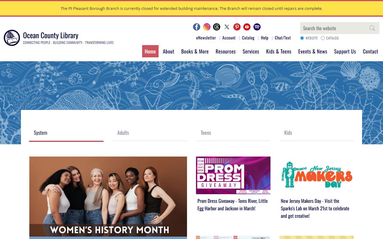 Ocean County Library system for genealogy research