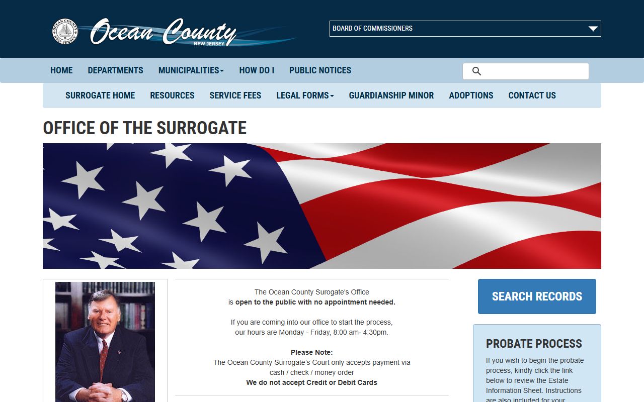 Ocean County Surrogate Office for probate and genealogy records