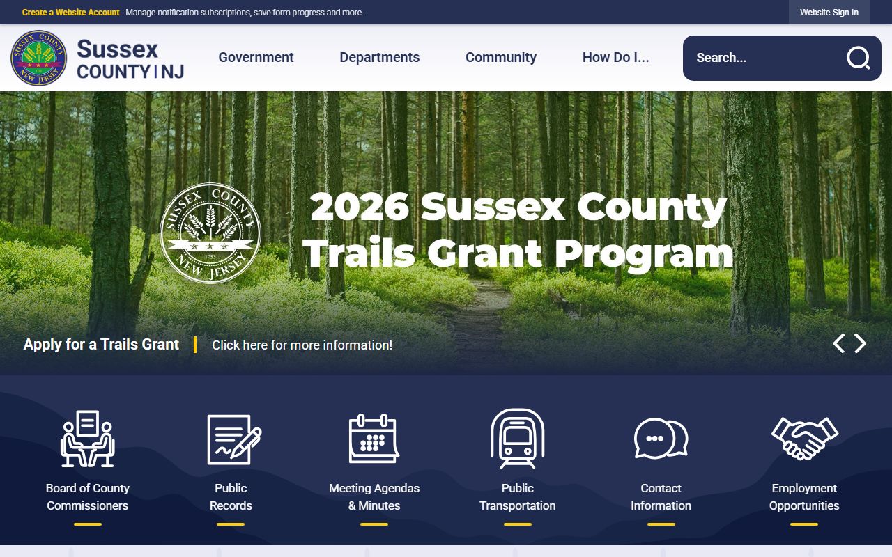 Sussex County government website for genealogy research resources