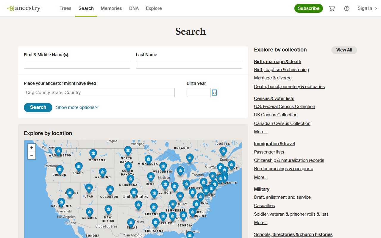 Ancestry.com New Jersey genealogy collections