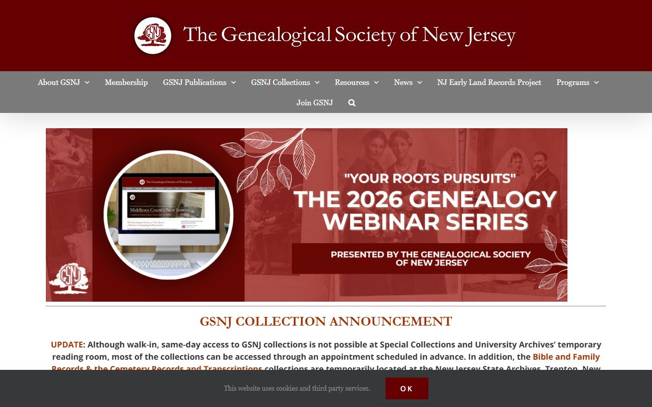 Genealogical Society of New Jersey for family history research