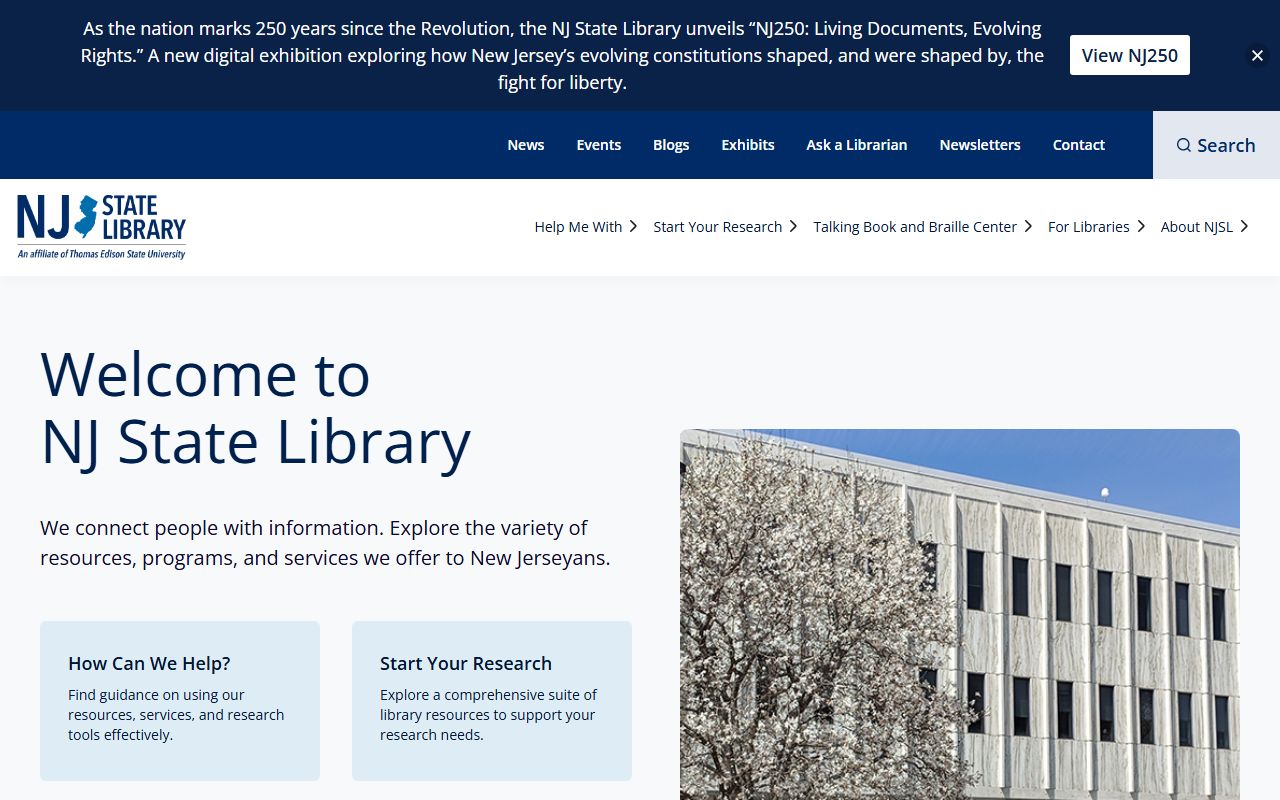 New Jersey State Library catalog for genealogy research
